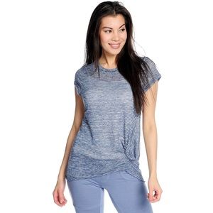 Holly Robinson Peete Knotted Front Raw Edge Top